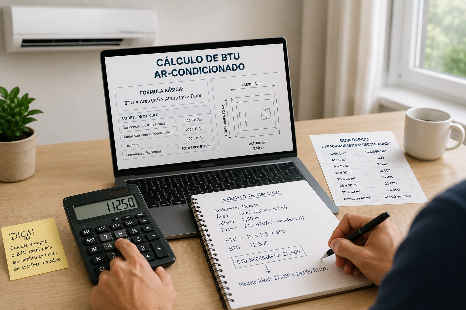 Medição de ambiente para cálculo de BTU ideal de ar-condicionado
