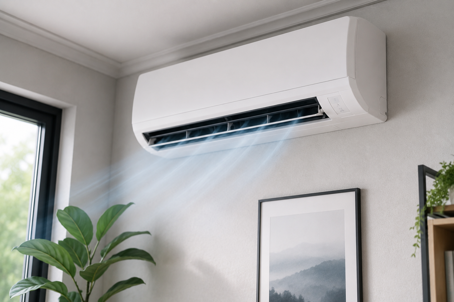 Termômetro marcando temperatura alta em Cuiabá ao lado de ar-condicionado em funcionamento